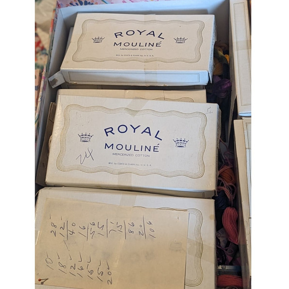 ROYAL MOULINE Mercerized Cotton Coats & Clark & Some DMC Embroidery Floss Lot - Picture 1 of 16